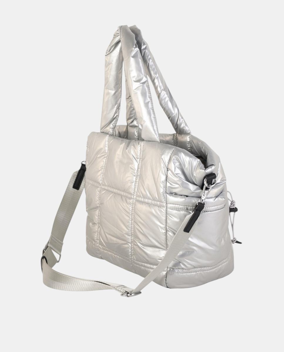 Mala Shopper Grande Acolchoada de Material Técnico Ultra Ligeiro Prata-2