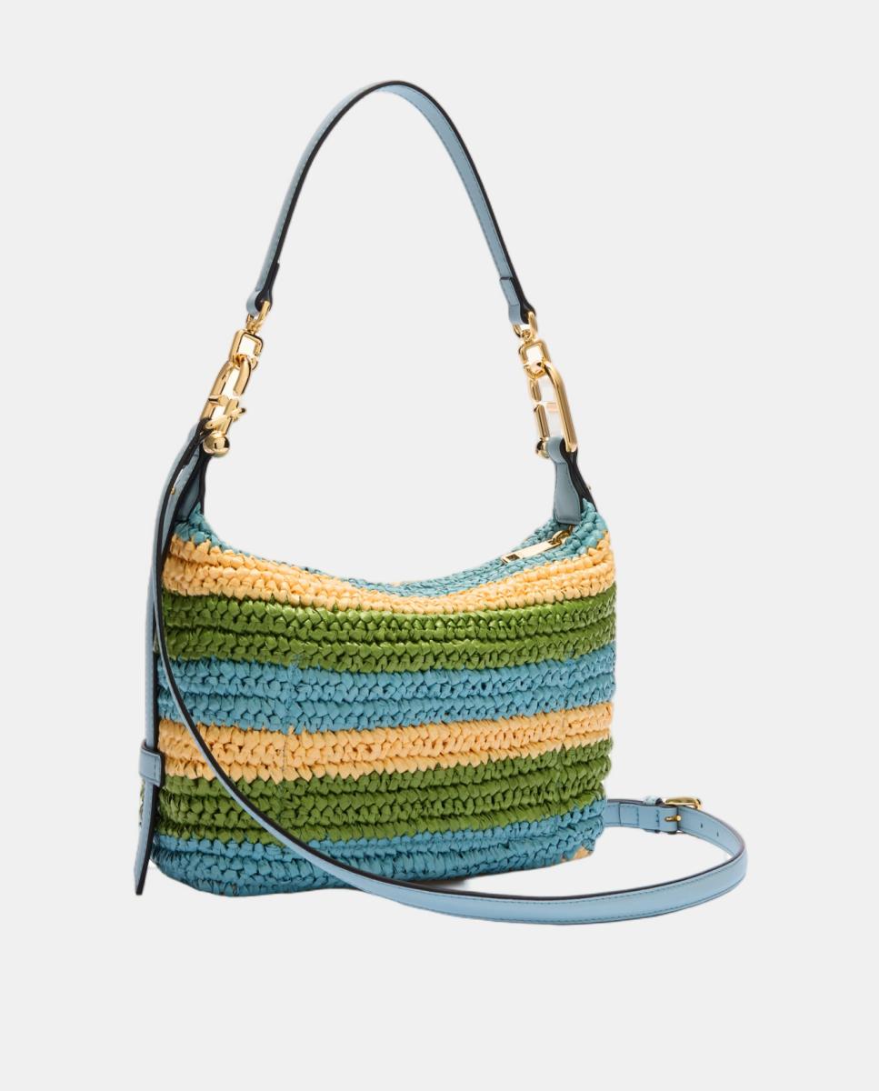 Mala Tonie Mini Hobo de Crochet às Riscas Multicolor-3
