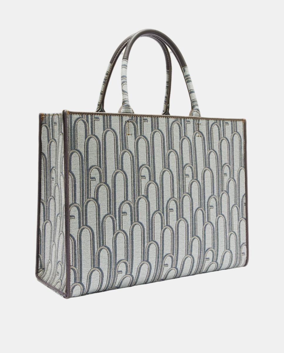 Mala Tipo Tote Grande de Mão com Acabamentos em Pele Multicolor-2