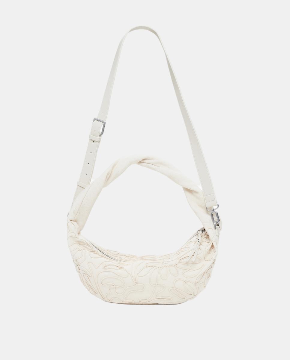 Mala Média de Ráfia com Estampado Floral Branco-3