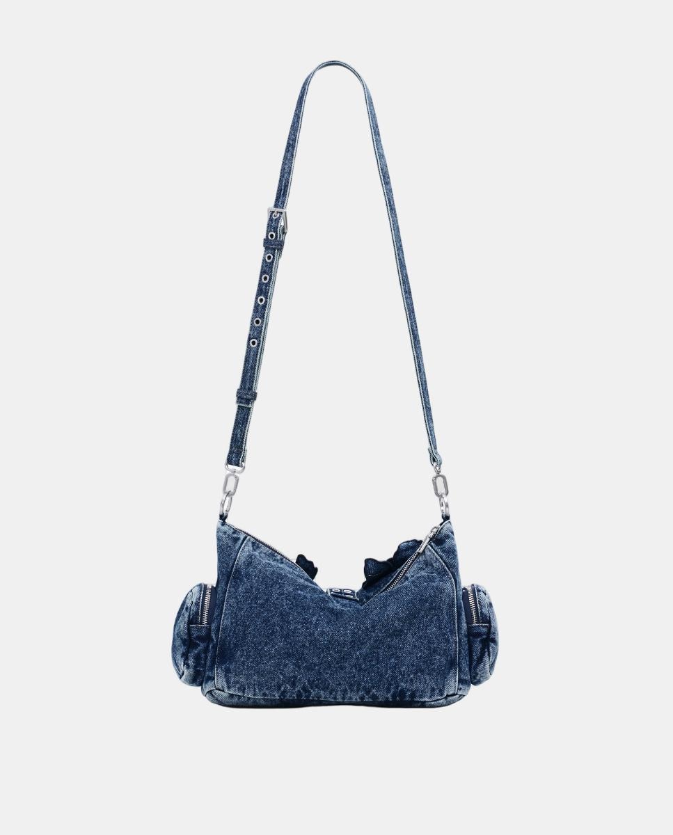 Mala Média de Ganga com Estampado Floral Azul-marinho-3