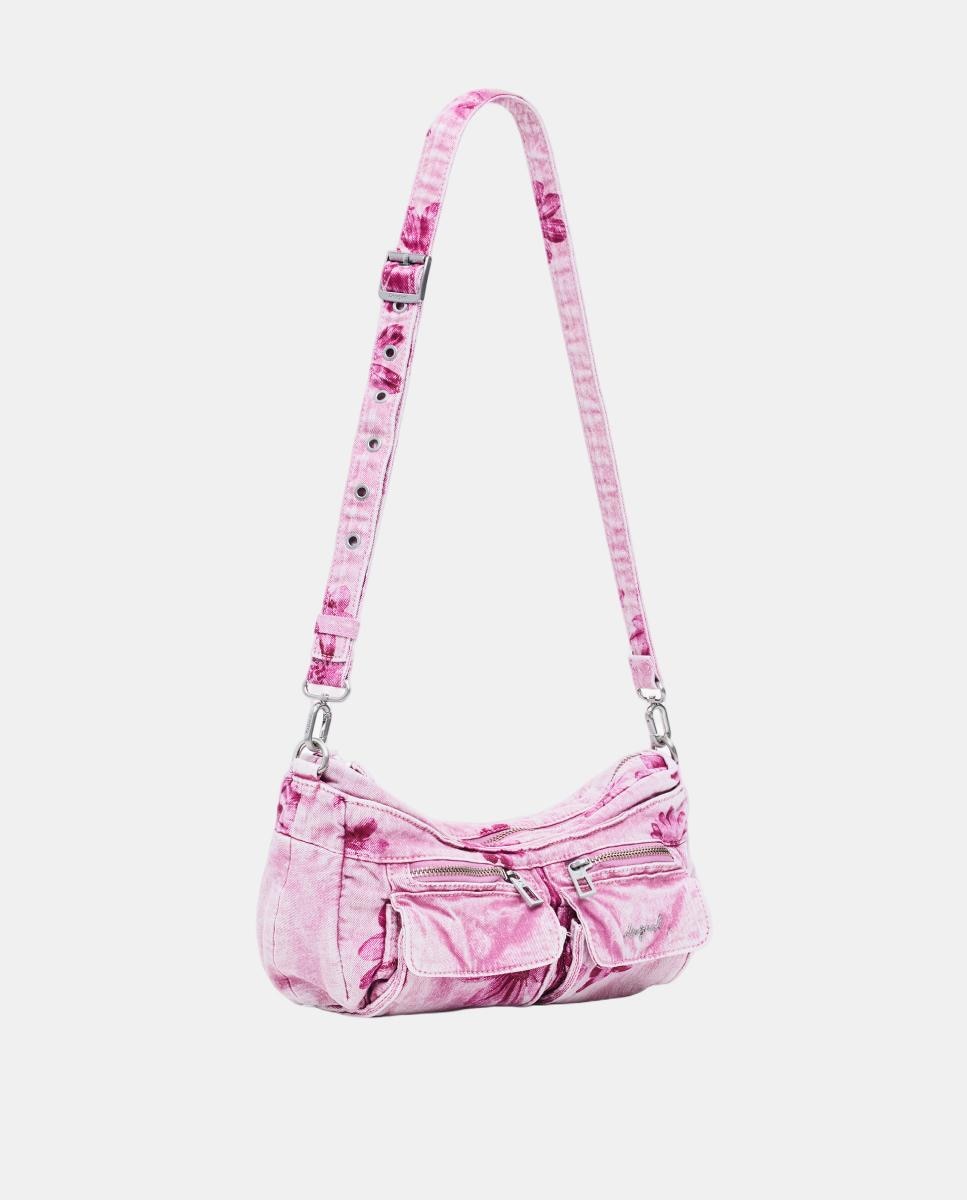 Mala Média de Ganga com Estampado Floral Rosa-2