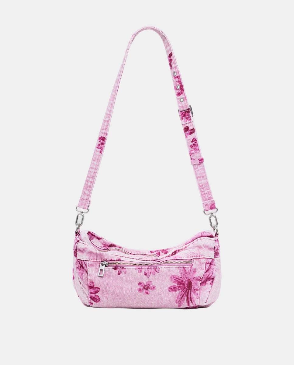 Mala Média de Ganga com Estampado Floral Rosa-3