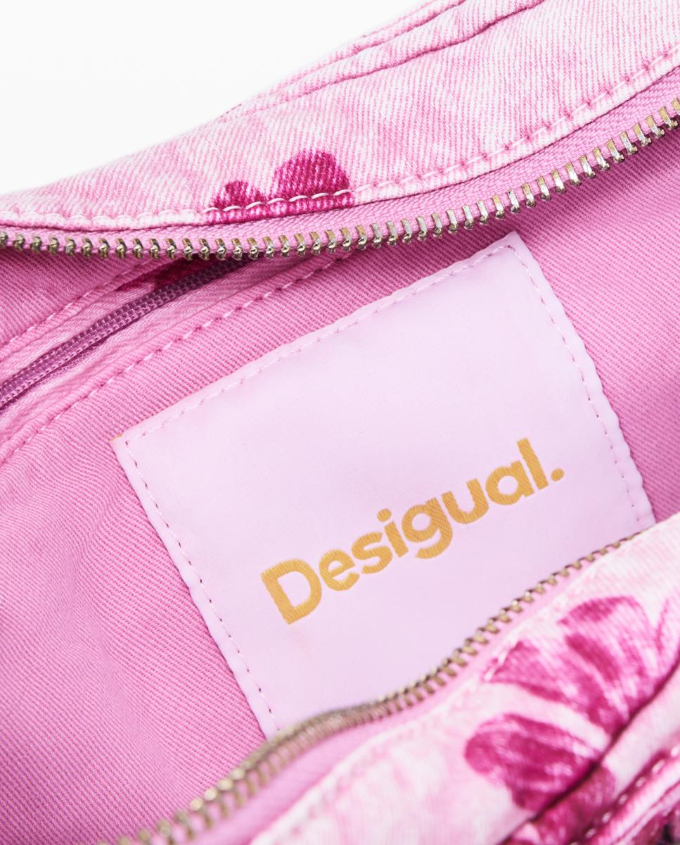 Mala Média de Ganga com Estampado Floral Rosa-4