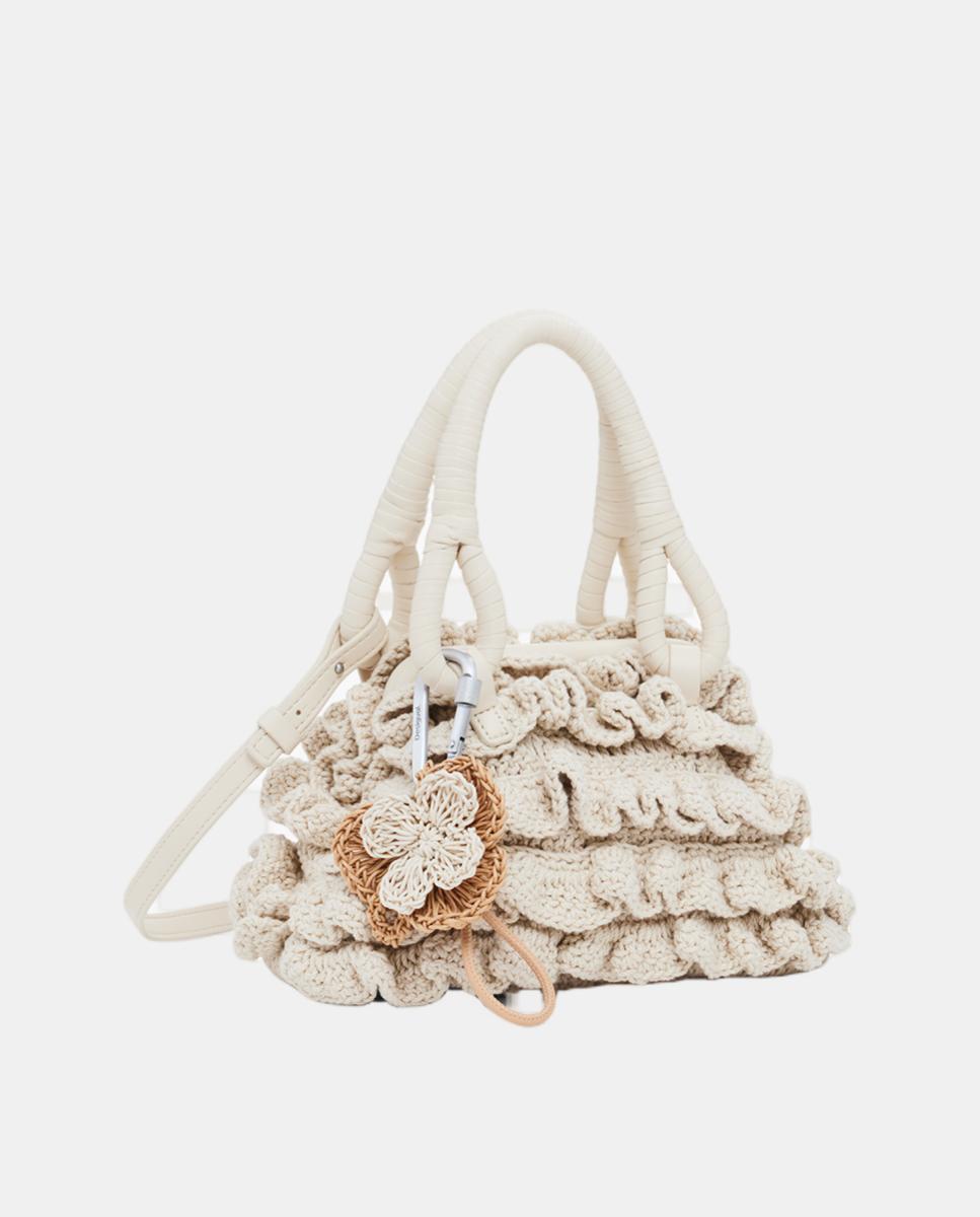 Mala Pequena de Crochet com Flor Natural-2