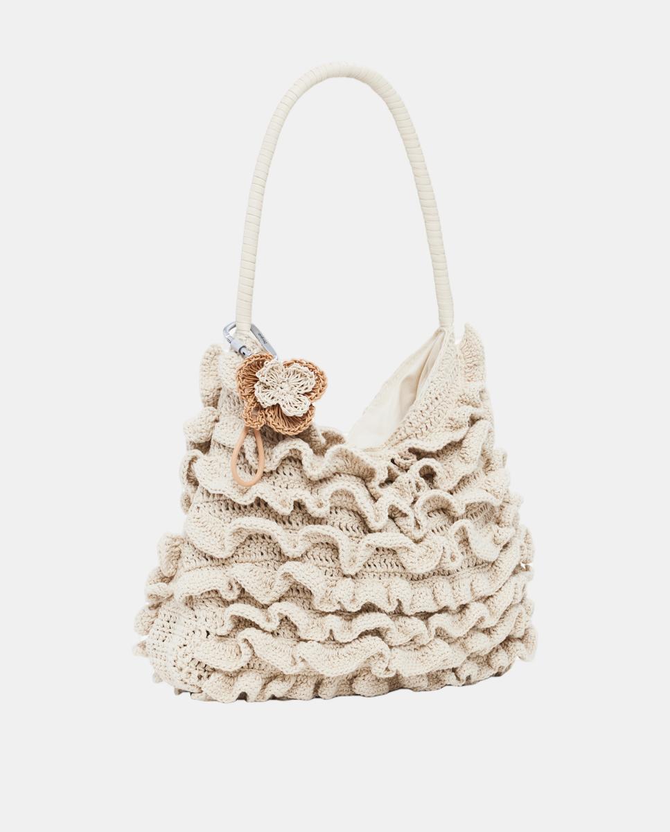 Mala Grande de Crochet com Flor Natural-2