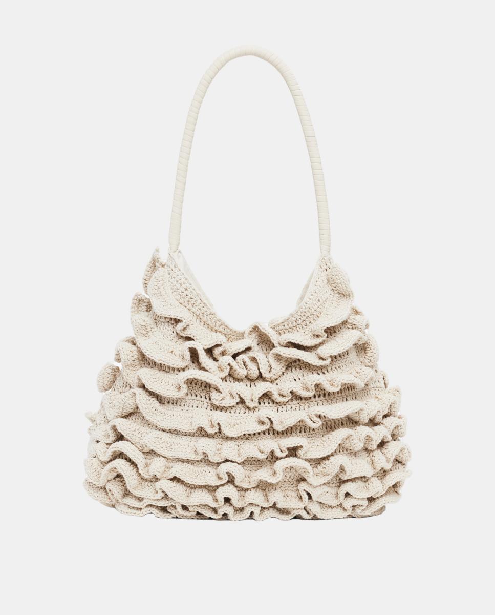 Mala Grande de Crochet com Flor Natural-3