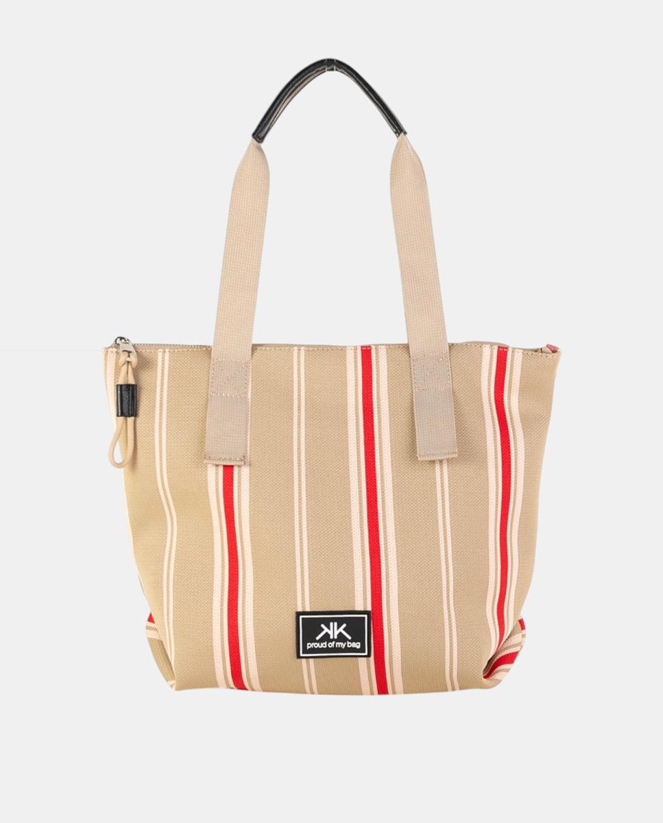 Imagem 0 de Mala Tipo Tote Média de Algodão com Desenho às Riscas e Alça Ergonómica Dupla