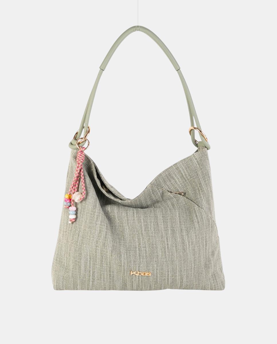 Imagem 0 de Mala Hobo Média de Lona com Alça Firme e Pendente Artesanal