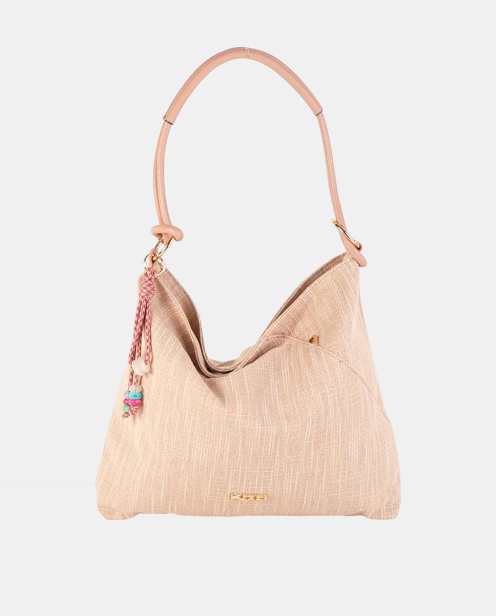 Imagem 0 de Mala Hobo Média de Lona com Alça Firme e Pendente Artesanal