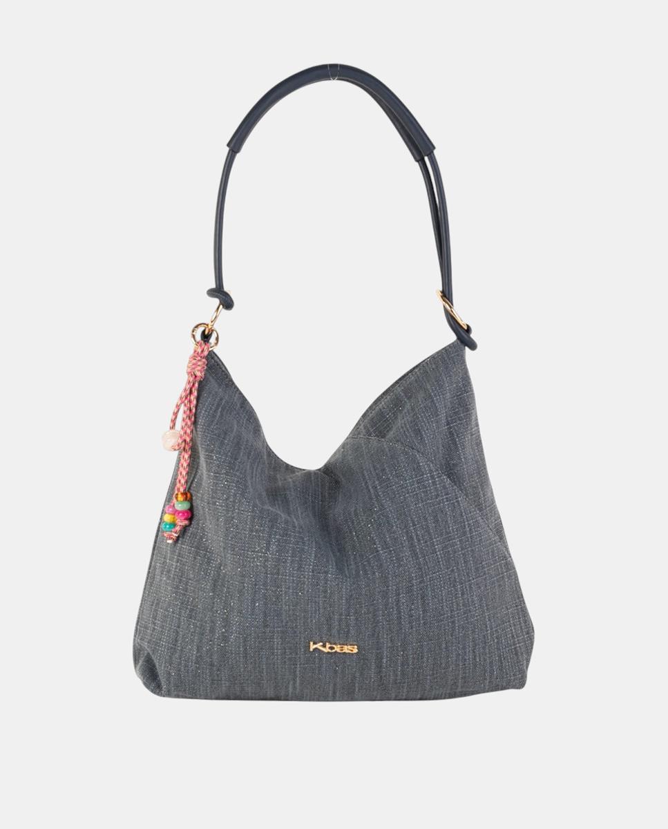 Imagem 0 de Mala Hobo Média de Lona com Alça Firme e Pendente Artesanal