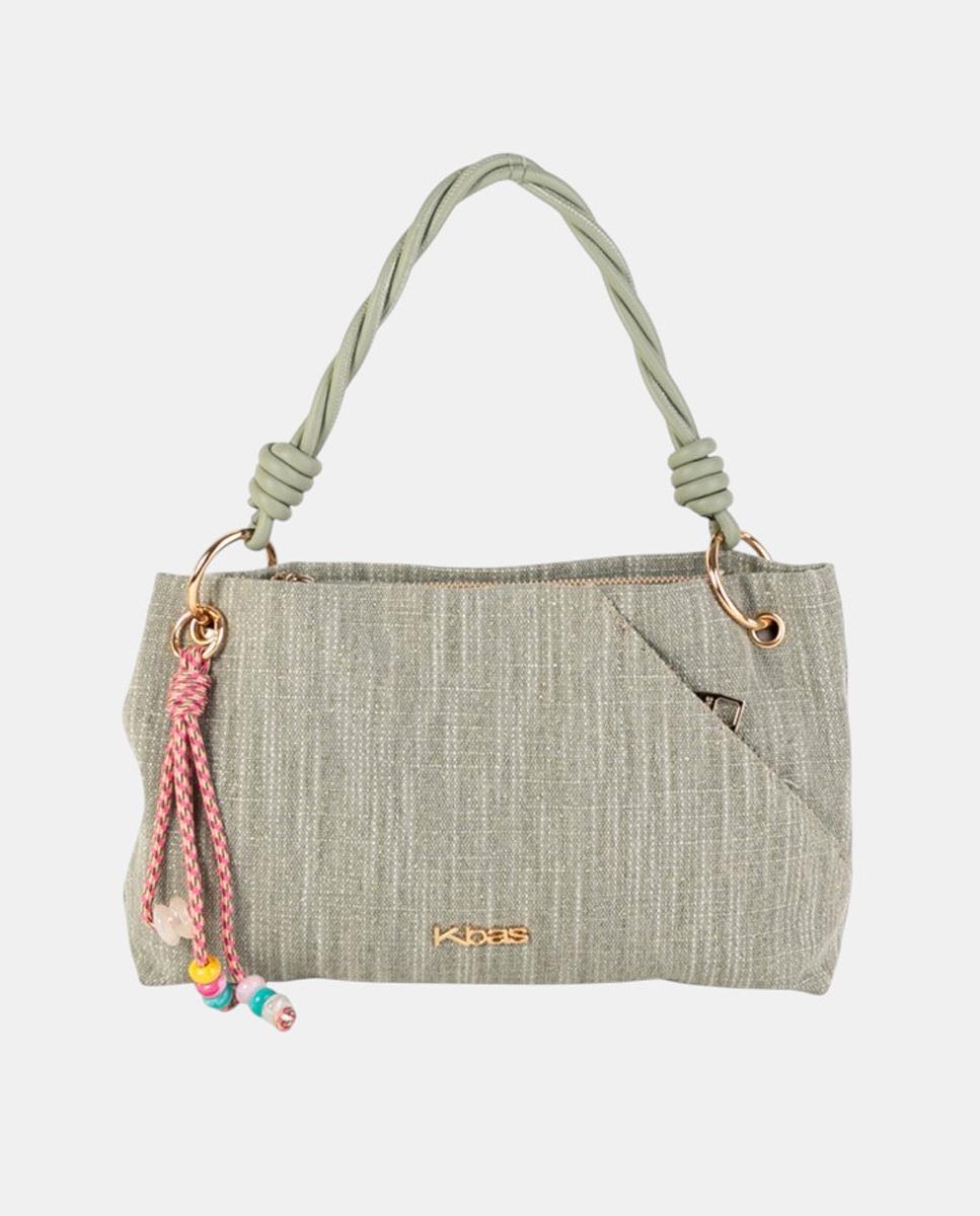 Imagem 0 de Mala a Tiracolo Média Conversível de Lona com Alça Entrançada e Pendente Artesanal Multicolor