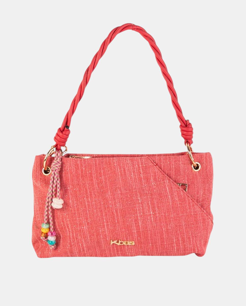 Imagem 0 de Mala a Tiracolo Média Conversível de Lona com Alça Entrançada e Pendente Artesanal Multicolor