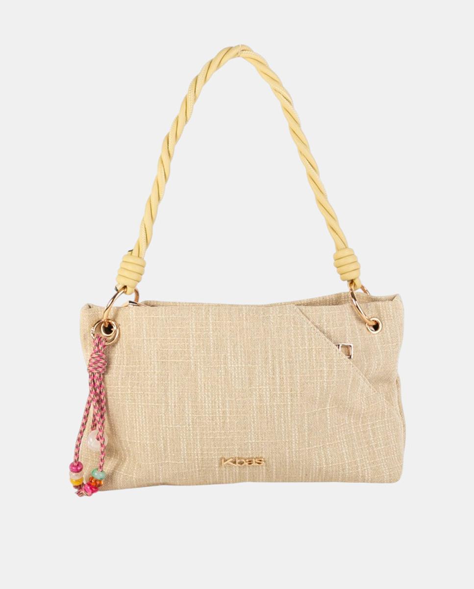 Imagem 0 de Mala a Tiracolo Média Conversível de Lona com Alça Entrançada e Pendente Artesanal Multicolor