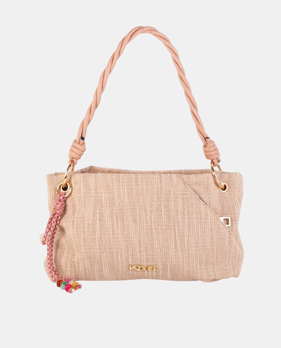 Imagem 0 de Mala a Tiracolo Média Conversível de Lona com Alça Entrançada e Pendente Artesanal Multicolor