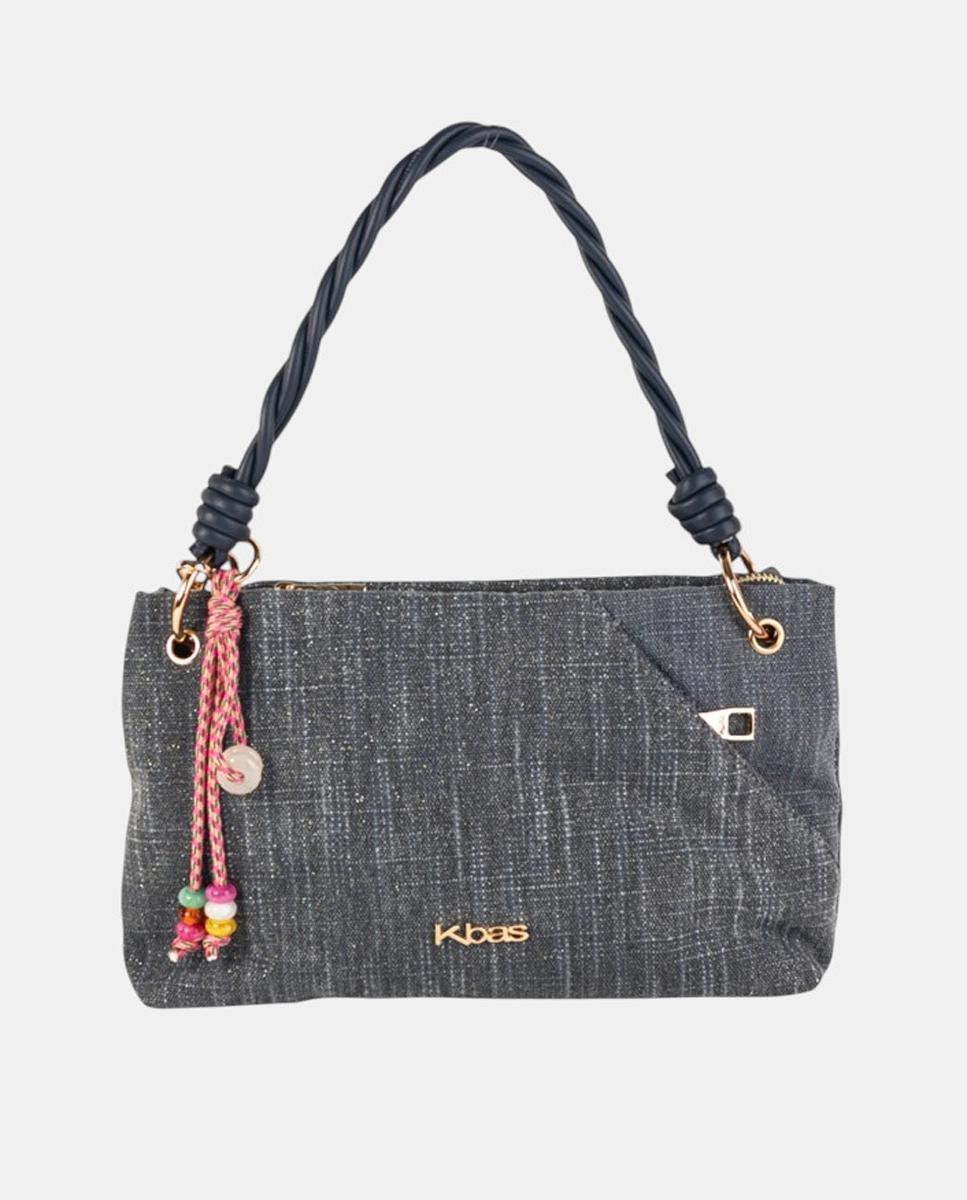 Imagem 0 de Mala a Tiracolo Média Conversível de Lona com Alça Entrançada e Pendente Artesanal Multicolor