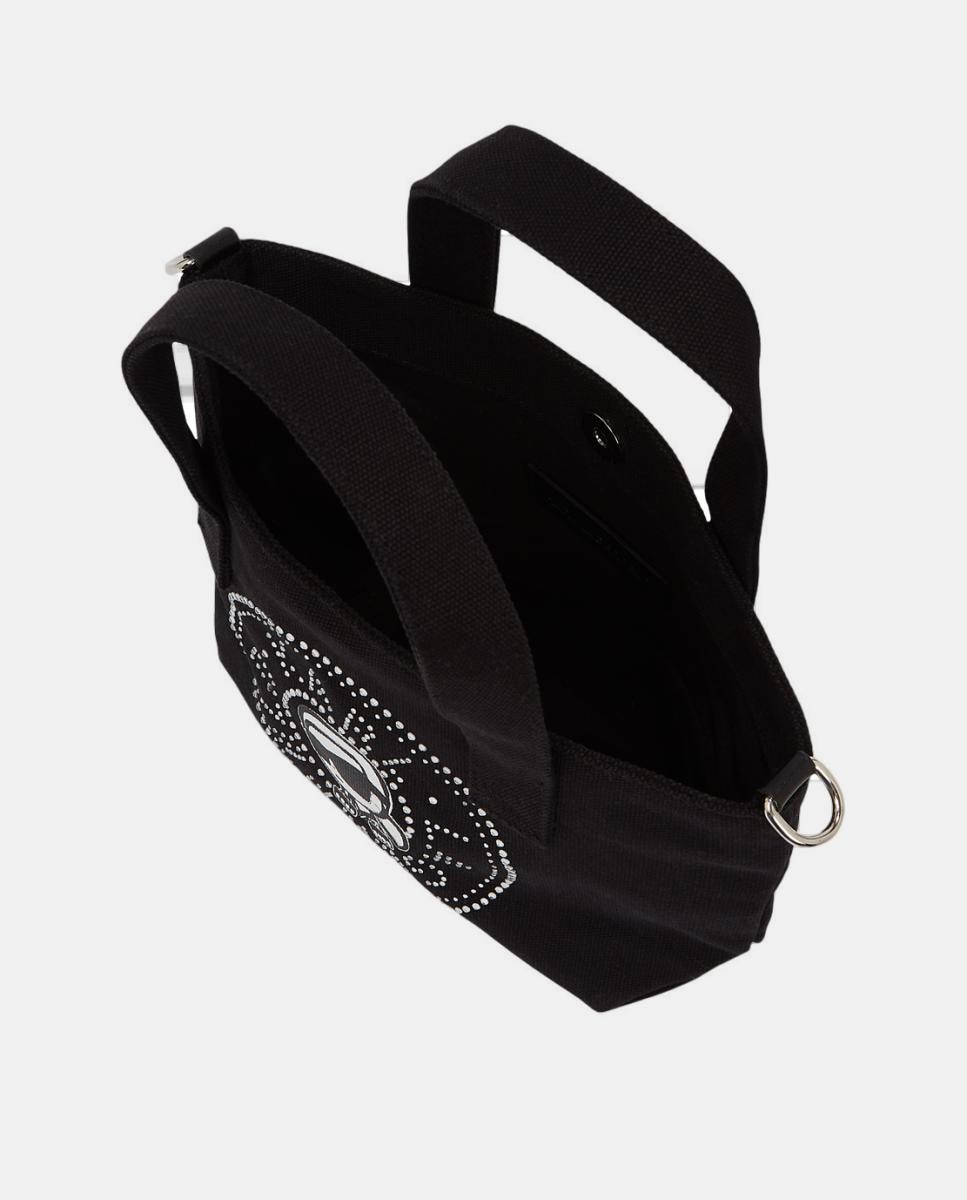 Mala Shopper Pequena Ikon Circle Karl com Pedraria Preto-4