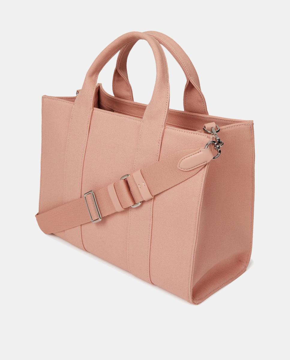 Mala Tipo Tote Média de Algodão Rosa-2