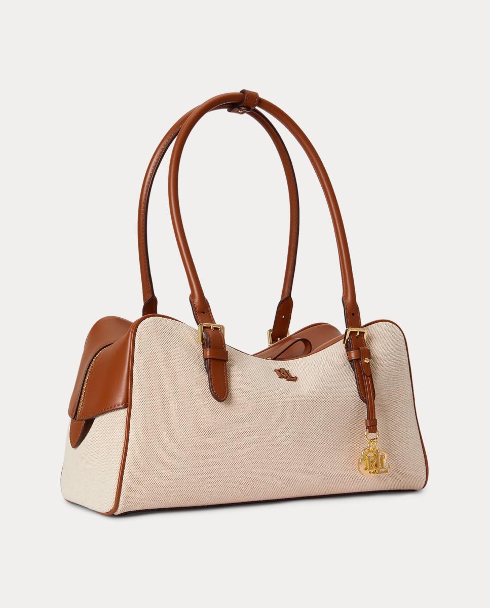 Mala Marcy Tipo Satchel Grande de Lona Natural-2
