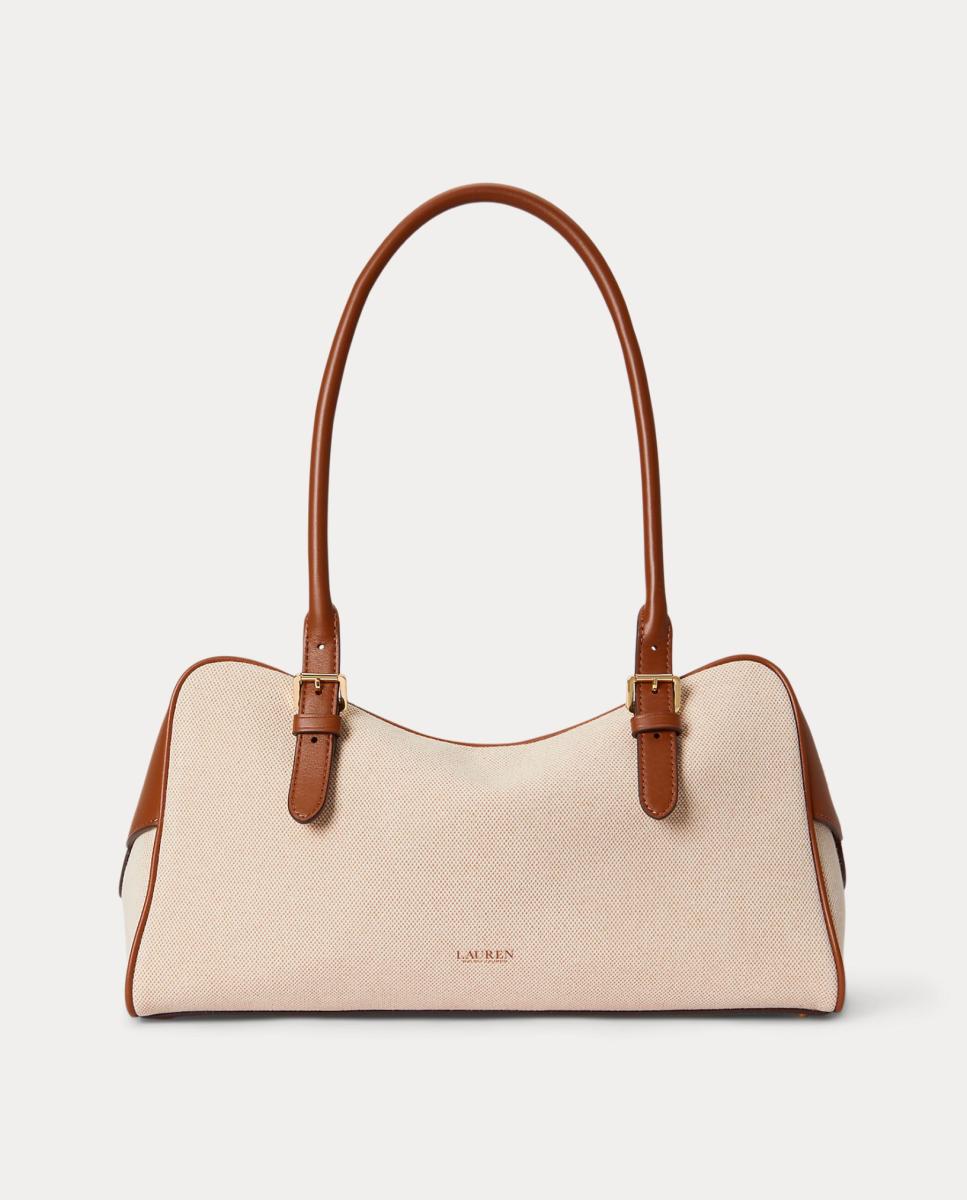 Mala Marcy Tipo Satchel Grande de Lona Natural-3