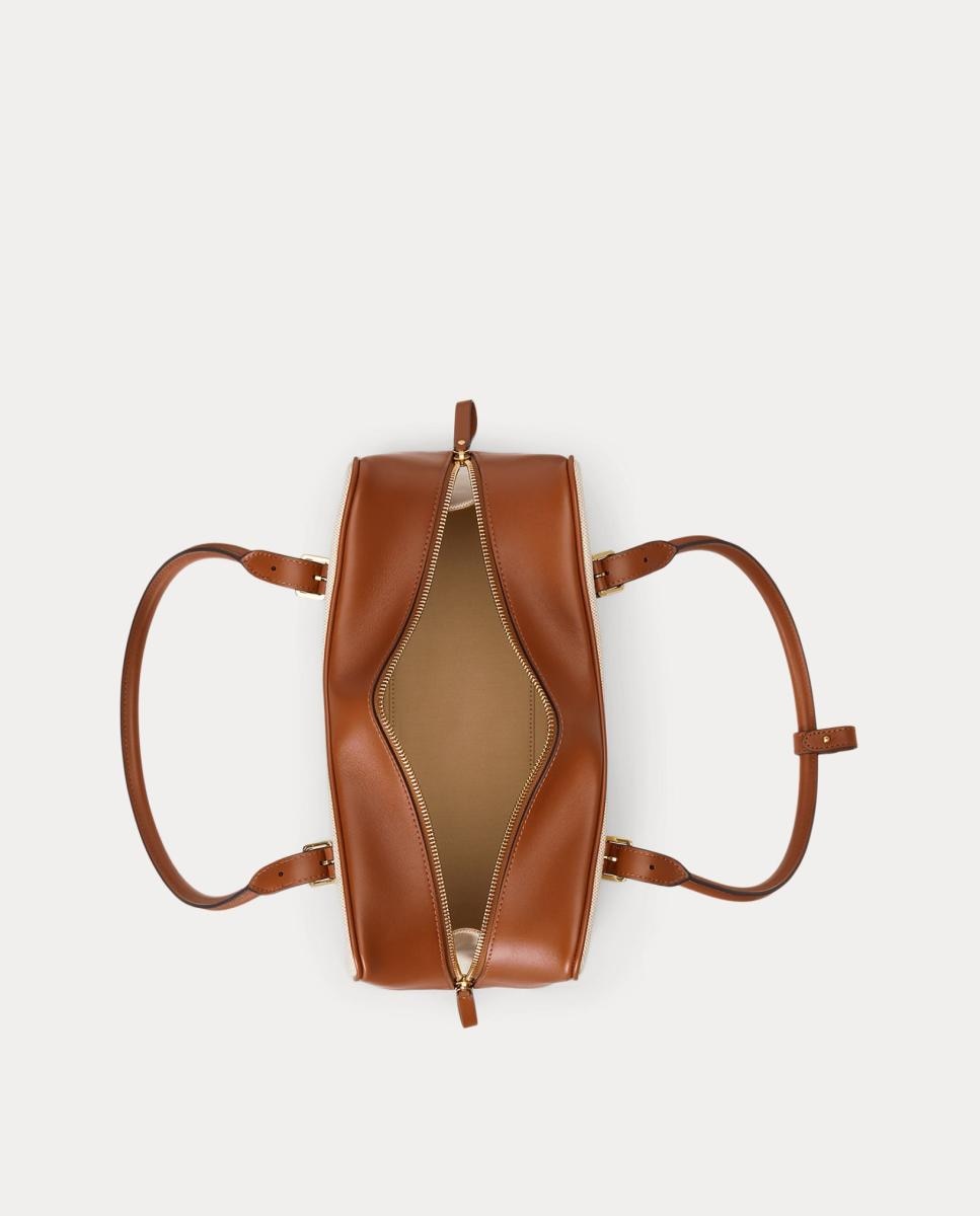 Mala Marcy Tipo Satchel Grande de Lona Natural-4