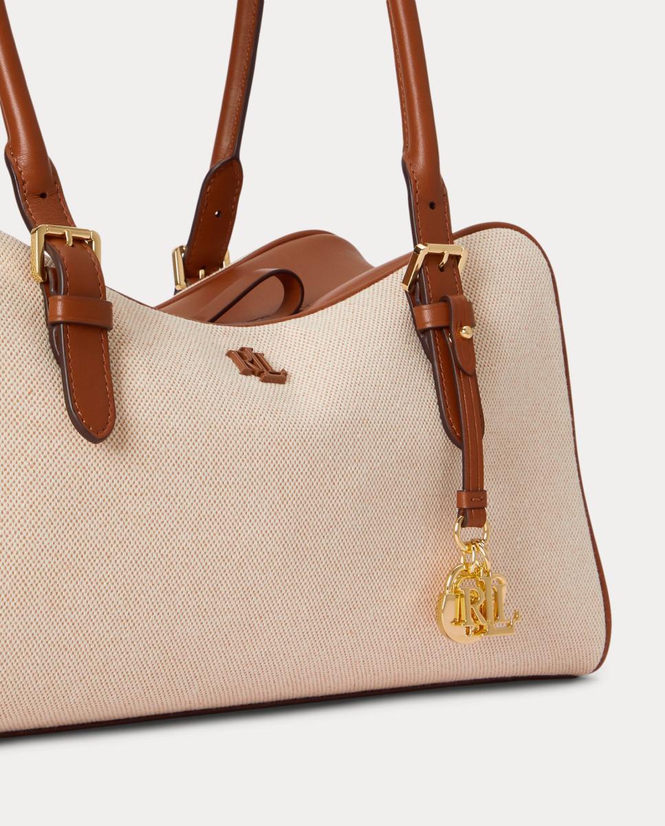 Mala Marcy Tipo Satchel Grande de Lona Natural-5