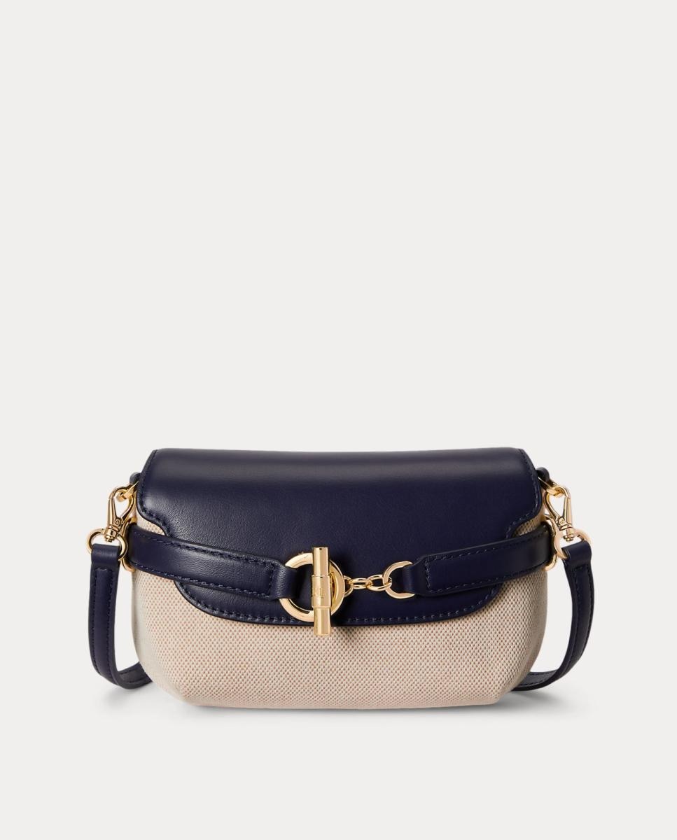 Imagem 0 de Mala Pequena Cruzada em Pele e Ráfia