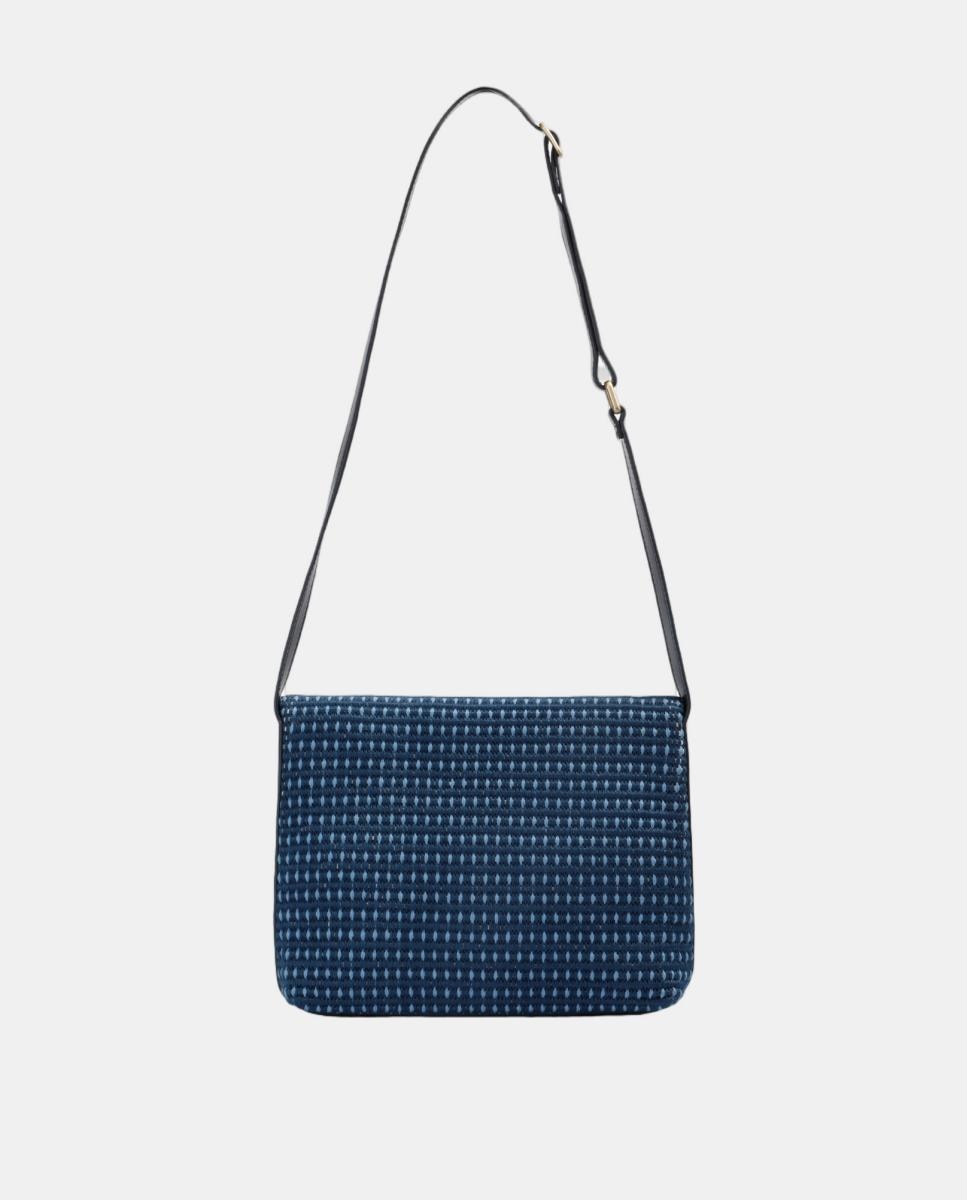 Mala de Tecido Estilo Clutch com Alça de Ombro Azul-marinho-2