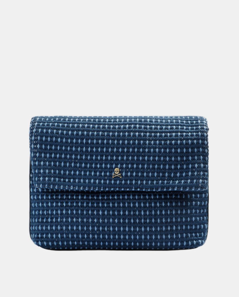 Mala de Tecido Estilo Clutch com Alça de Ombro Azul-marinho-4