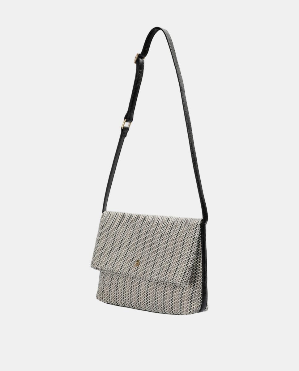 Mala de Tecido Estilo Clutch com Alça de Ombro Natural-3
