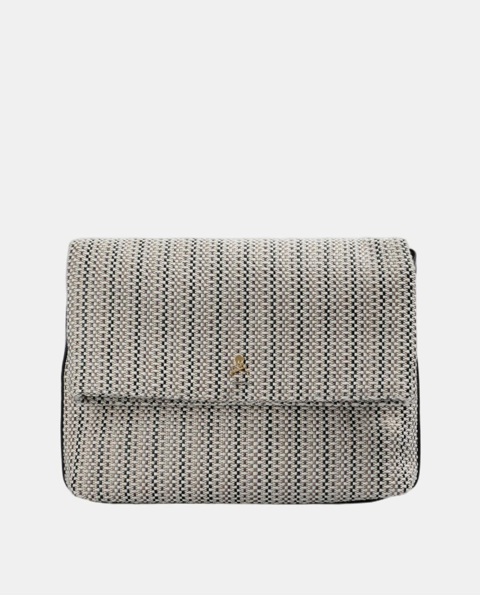 Mala de Tecido Estilo Clutch com Alça de Ombro Natural-4