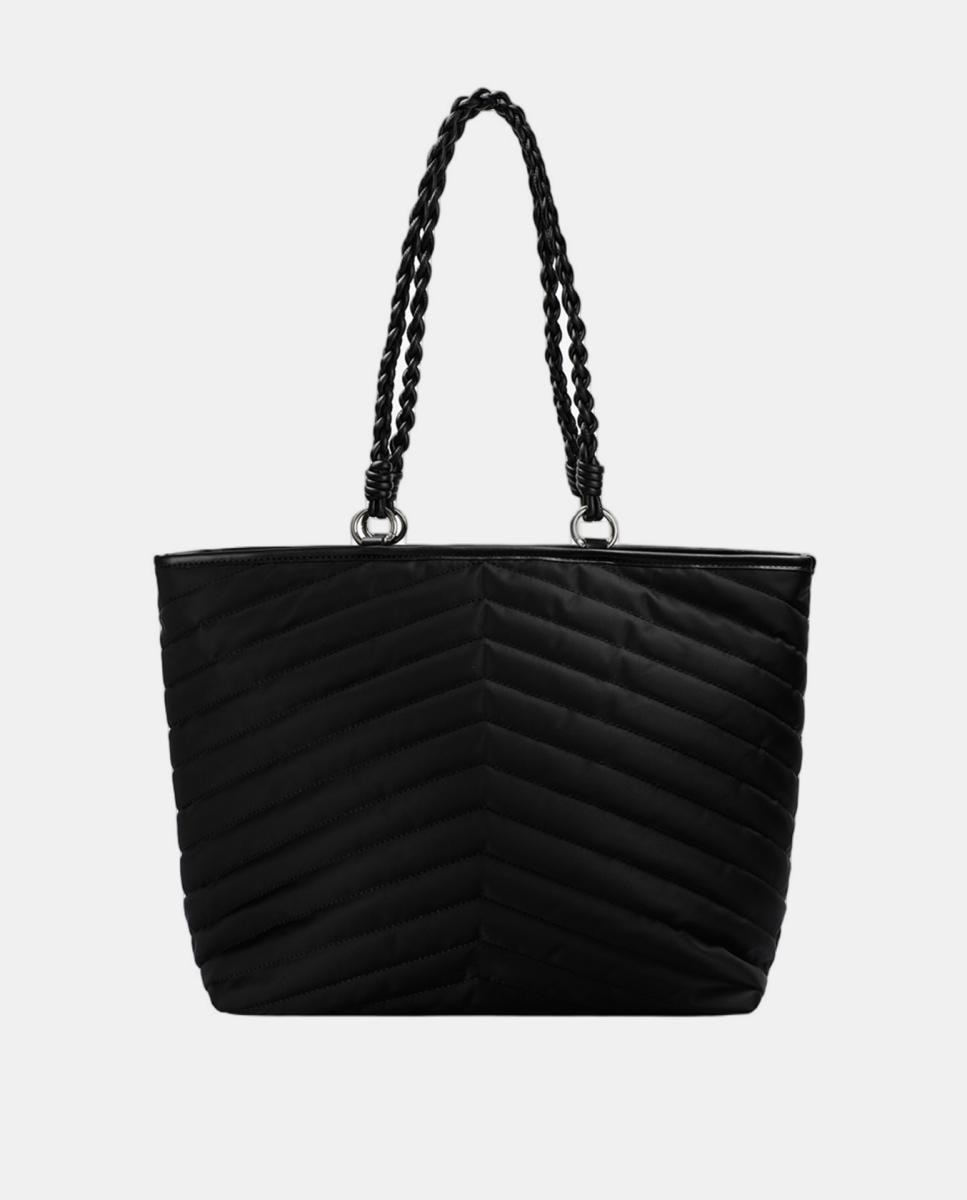 Mala Shopper de Nylon Tecido Acolchoado Preto-2