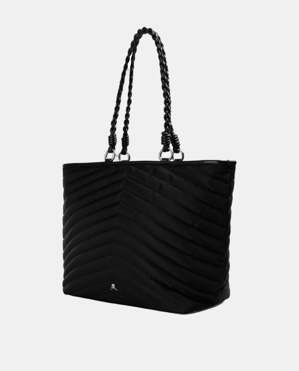 Mala Shopper de Nylon Tecido Acolchoado Preto-3