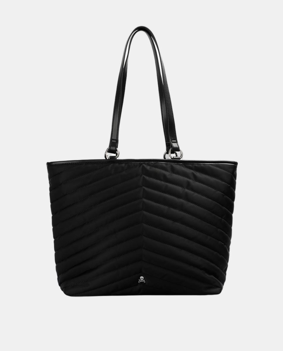 Mala Shopper de Nylon Tecido Acolchoado Preto-4