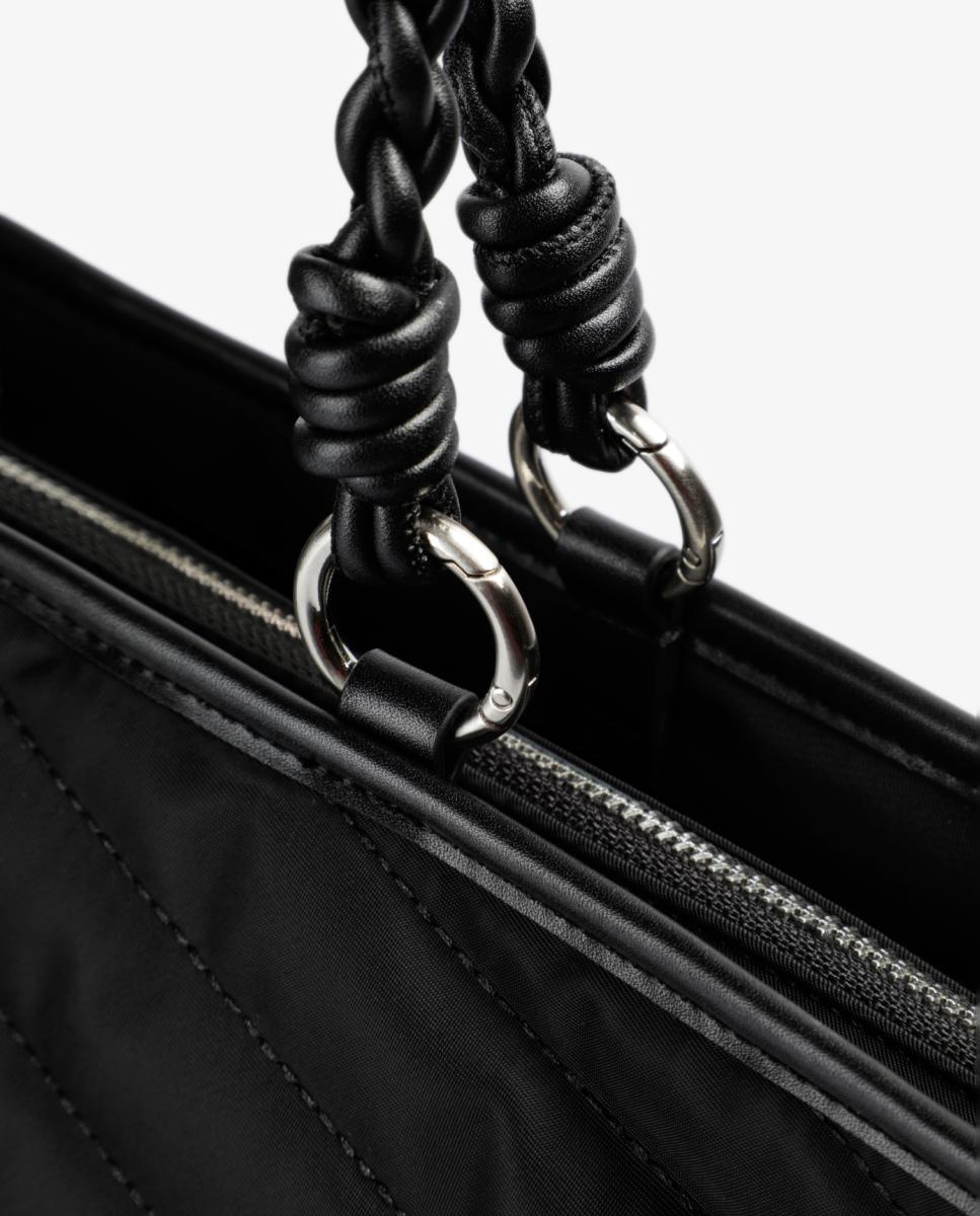 Mala Shopper de Nylon Tecido Acolchoado Preto-6