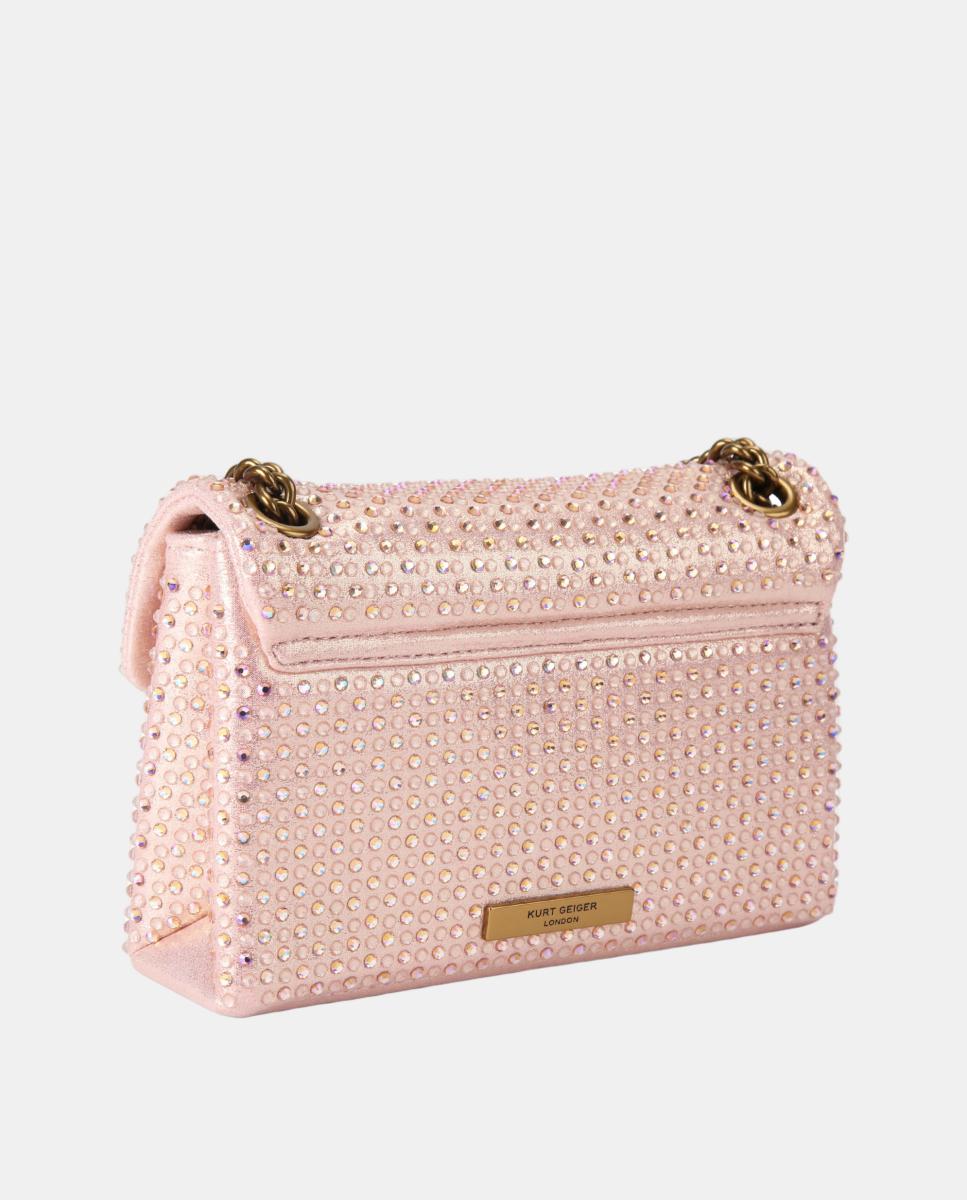 Mala Kensington Mini em Tecido com Strass Rosa-3