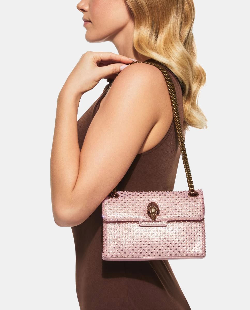 Mala Kensington Mini em Tecido com Strass Rosa-6