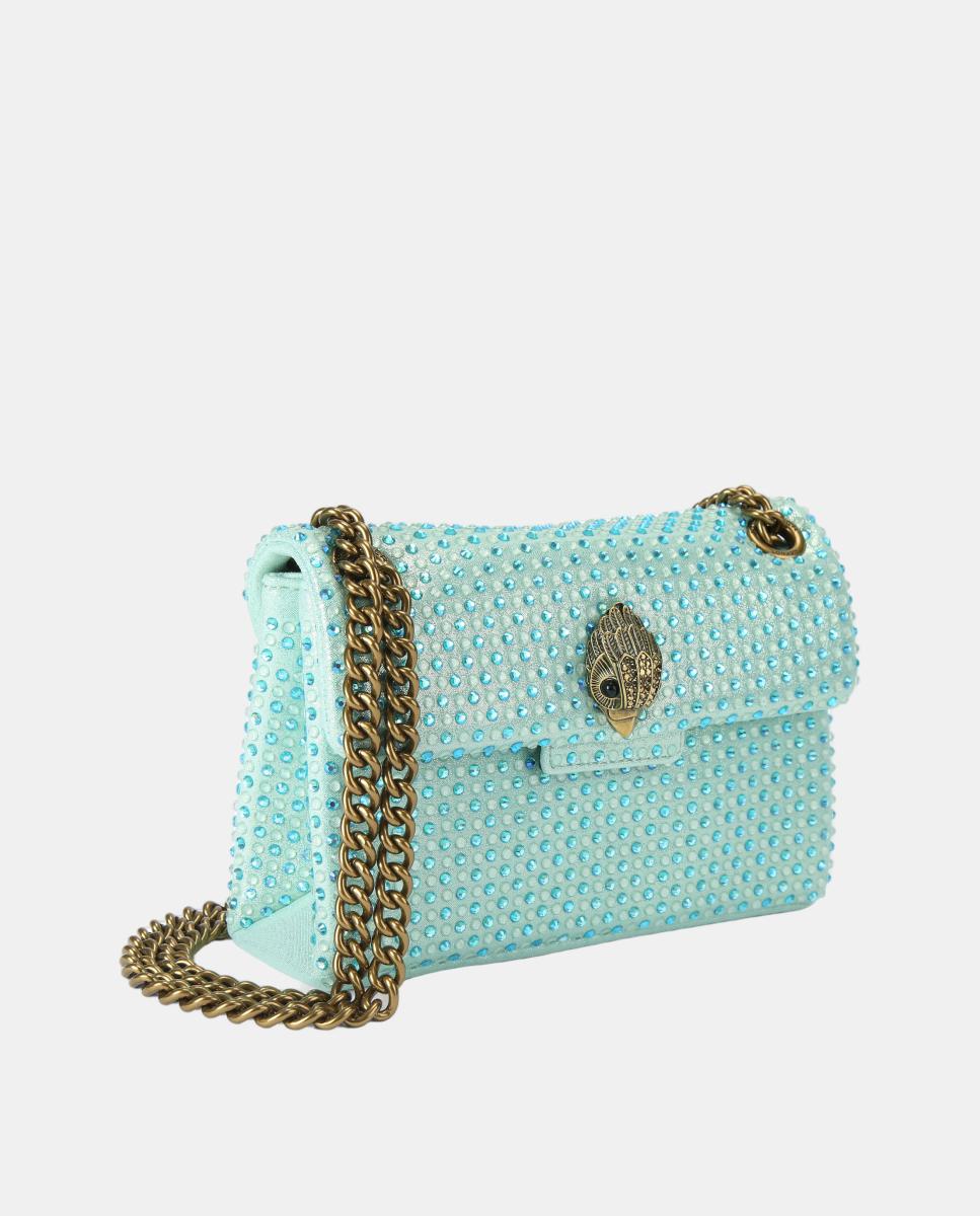 Mala Kensington Mini em Tecido com Strass Azul-2