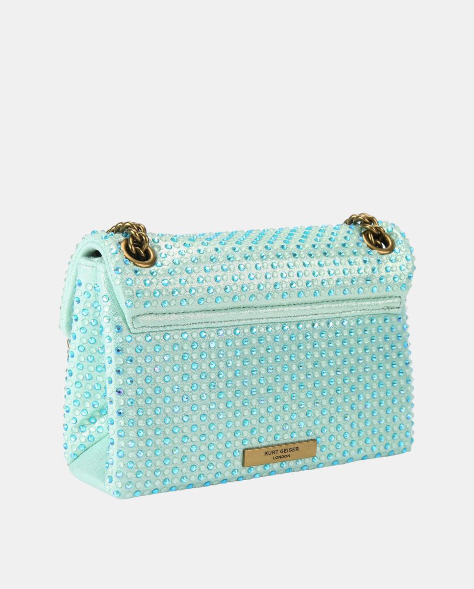 Mala Kensington Mini em Tecido com Strass Azul-3