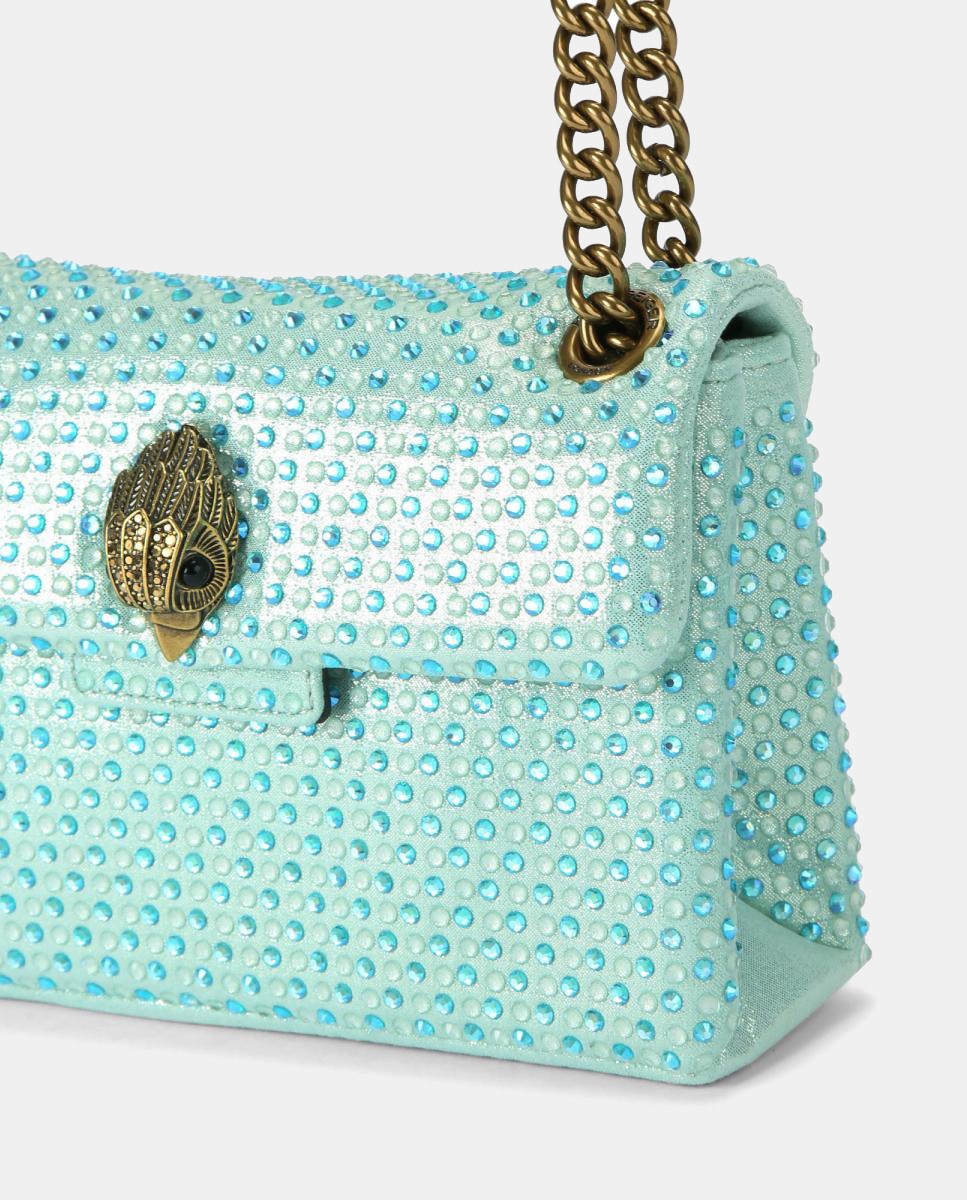 Mala Kensington Mini em Tecido com Strass Azul-5