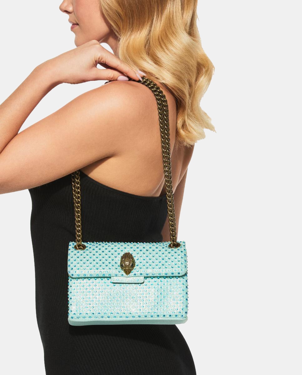 Mala Kensington Mini em Tecido com Strass Azul-6