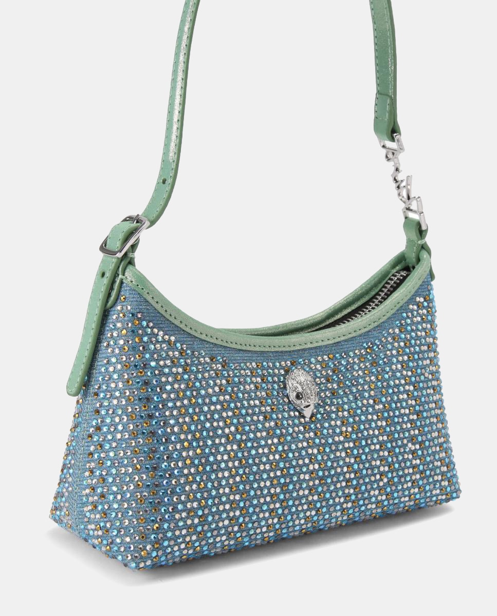 Mala de Ombro Kurt Mini com Strass Azul-2