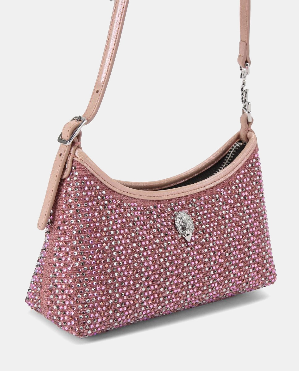 Mala de Ombro Kurt Mini com Strass Rosa-2