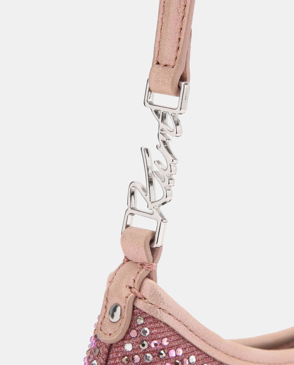 Mala de Ombro Kurt Mini com Strass Rosa-4