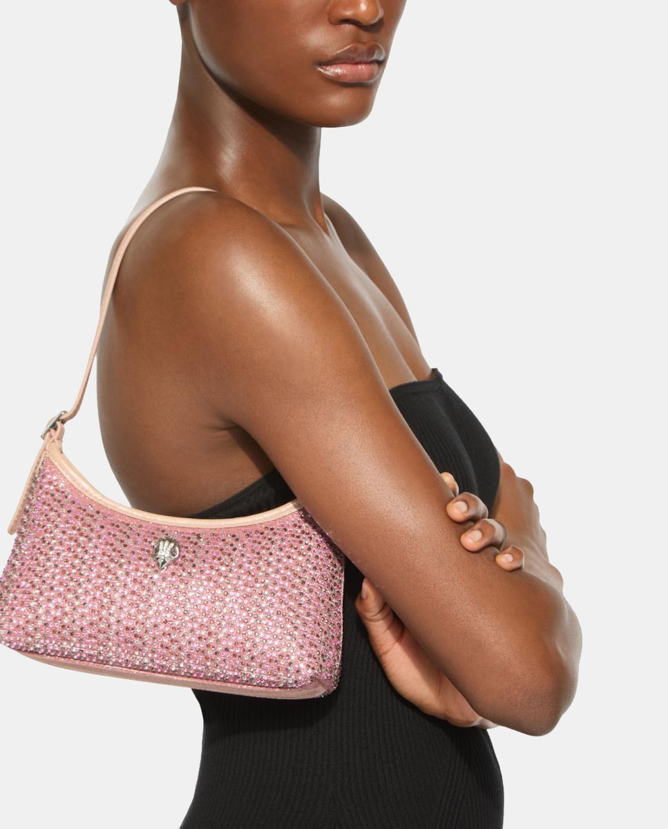 Mala de Ombro Kurt Mini com Strass Rosa-5