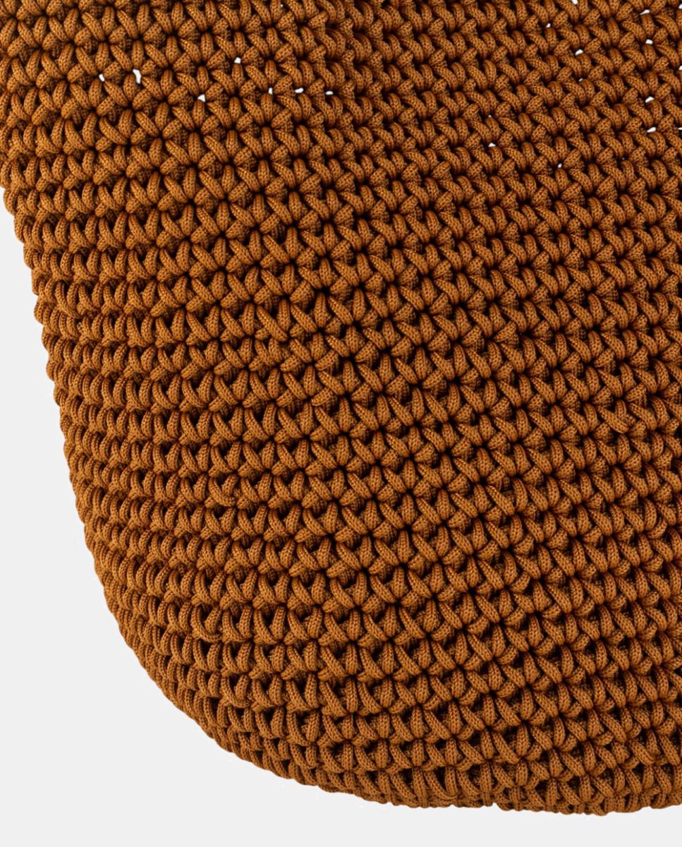 Mala de Crochet Artesanal Média com Alça de Ombro Dupla Castanho caramelo-2