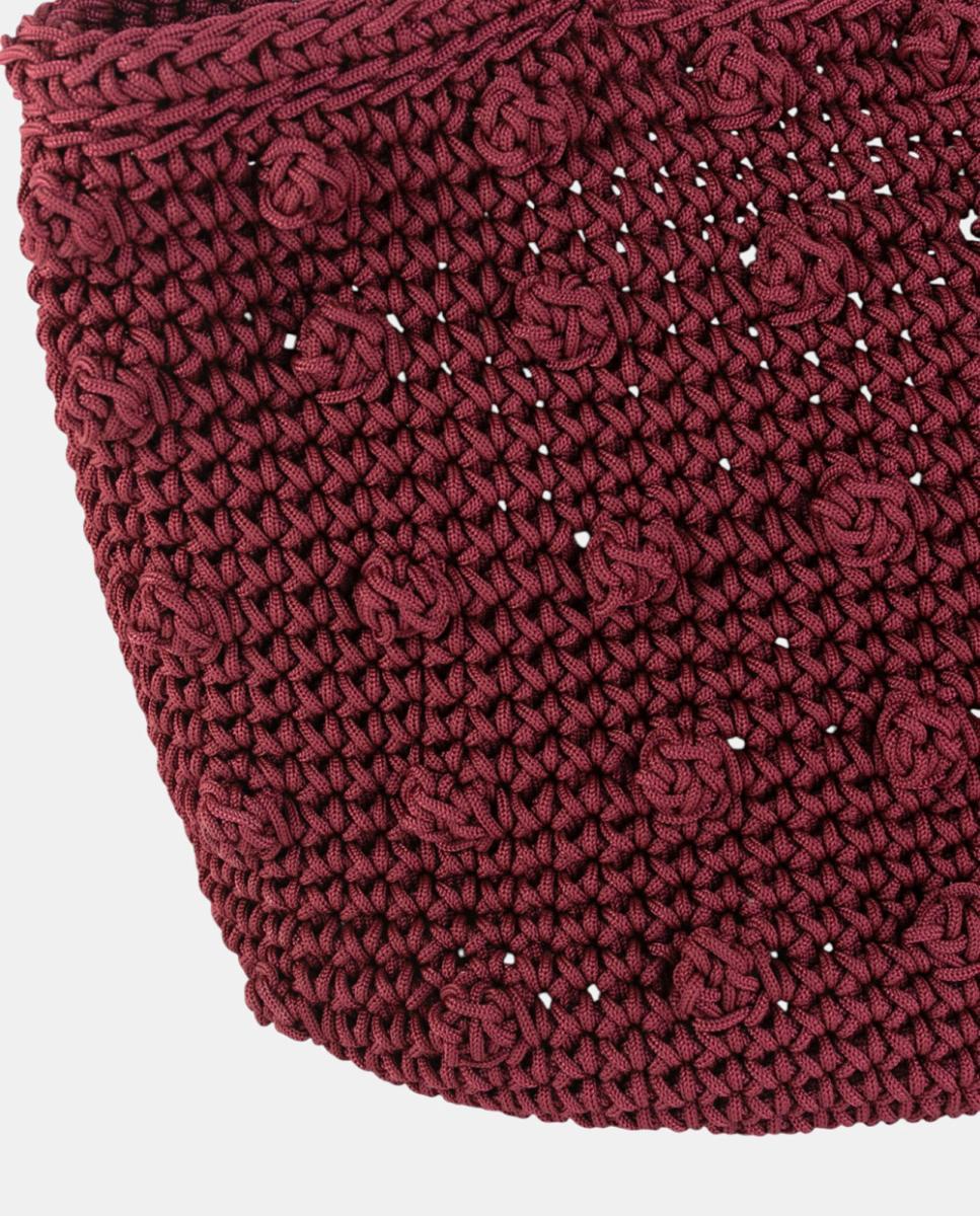 Mala de Crochet Artesanal Média com Alça de Ombro Dupla Vermelho/Grená-2