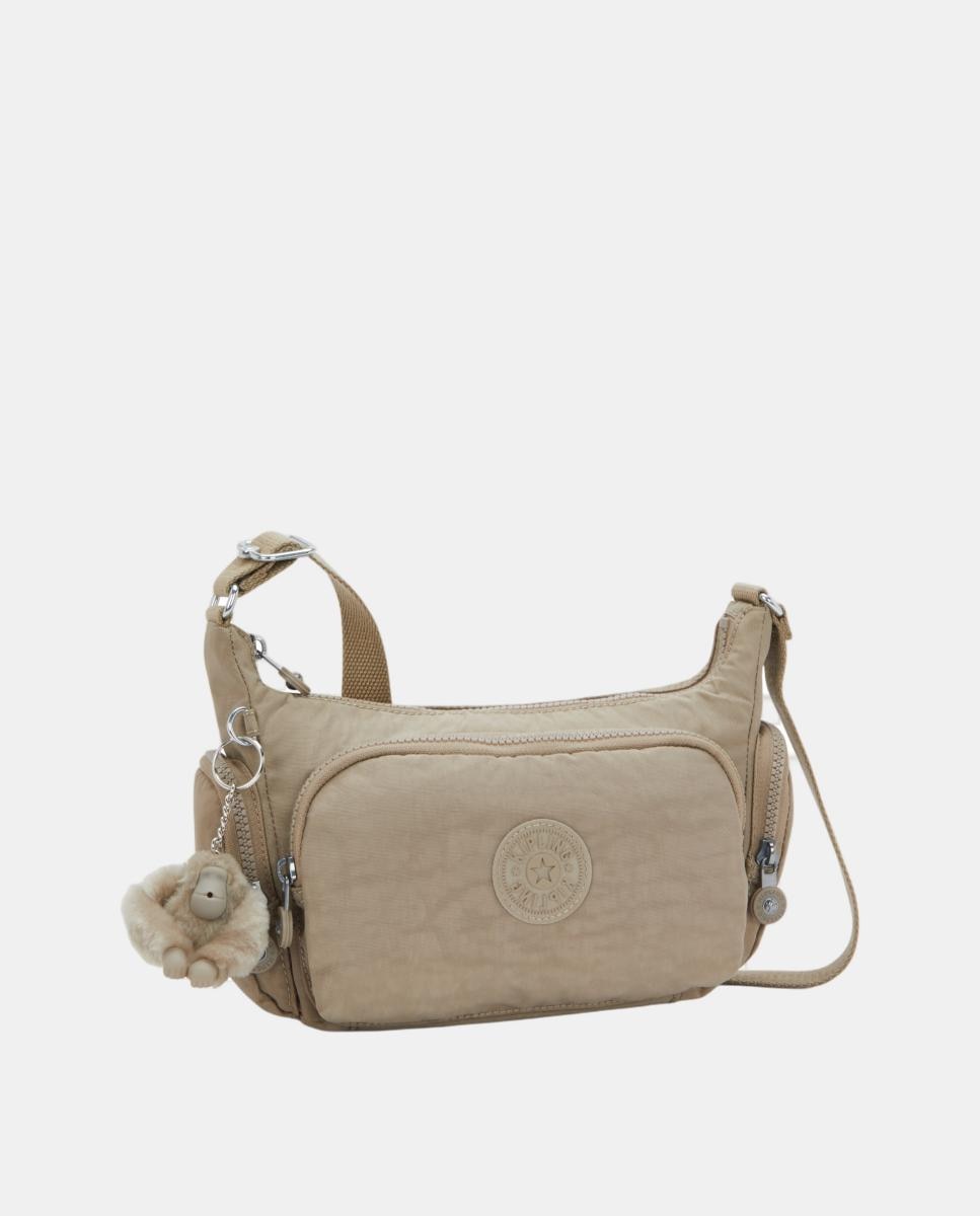 Mala a Tiracolo Pequena com Bolsos, Modelo Gabbette S Bege-4