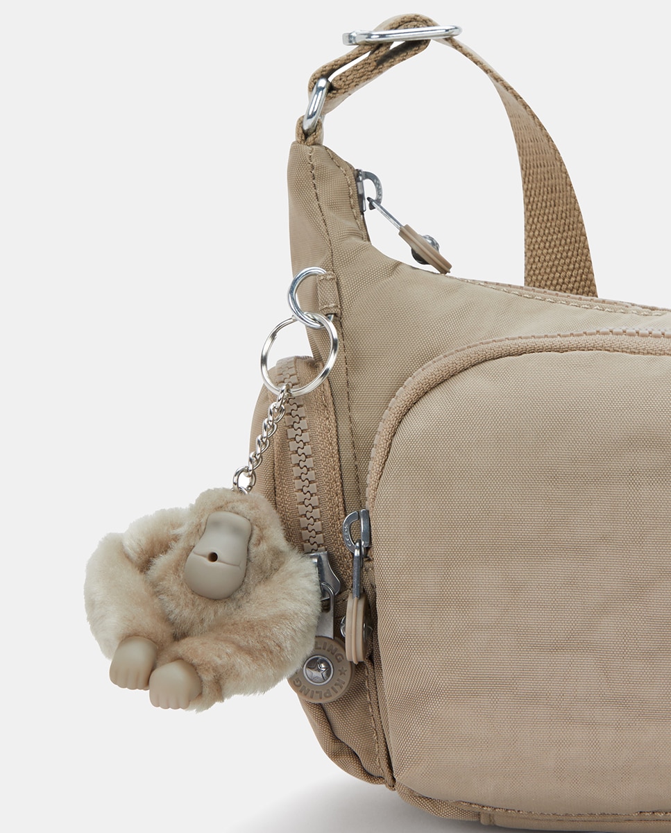 Mala a Tiracolo Pequena com Bolsos, Modelo Gabbette S Bege-5