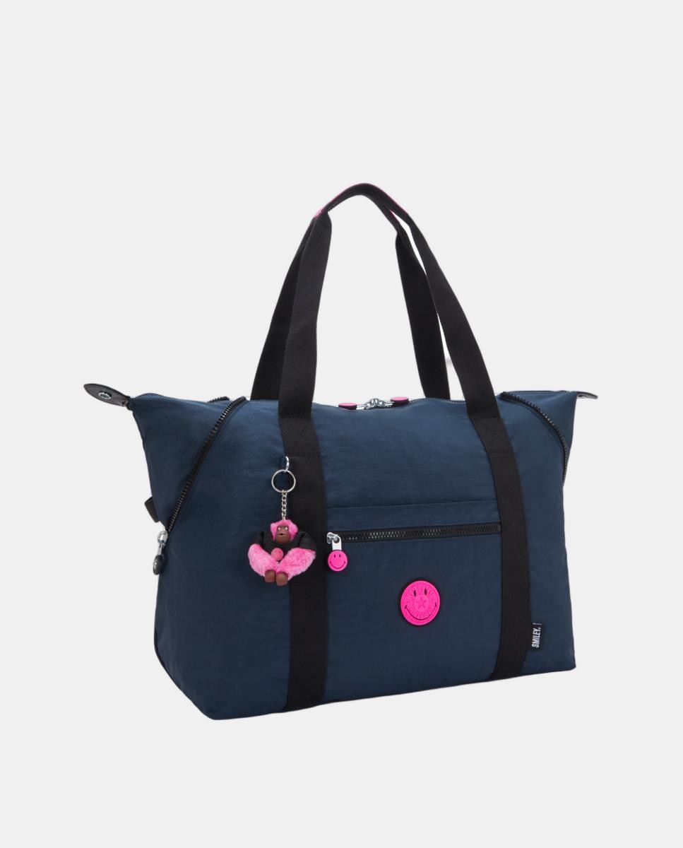 Mala Tipo Tote de Viagem Modelo ART M com Pega para Trolley Azul-4